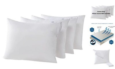 4 Pack Waterproof Down Feather Proof Pillow Protectors with 4 Pack King (20x36)