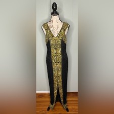 100 Silk Beaded Vintage 80s Early 90s Gown with Front Slit