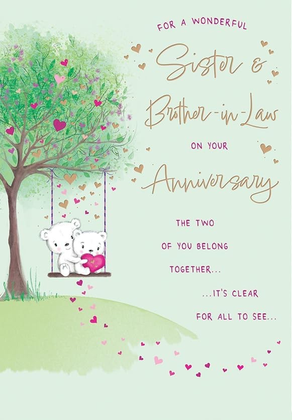Sister and Brother-In-Law On Your Anniversary Card. 23x15cm