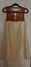 kate spade new york Women's S Black Lace Sheath  Beige Satin Beaded Dress