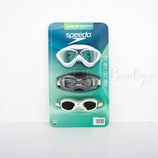 Speedo Junior (Age 6-14) Adjustable Swim Goggles 3 Pack  Anti-Fog UV Protect NIB