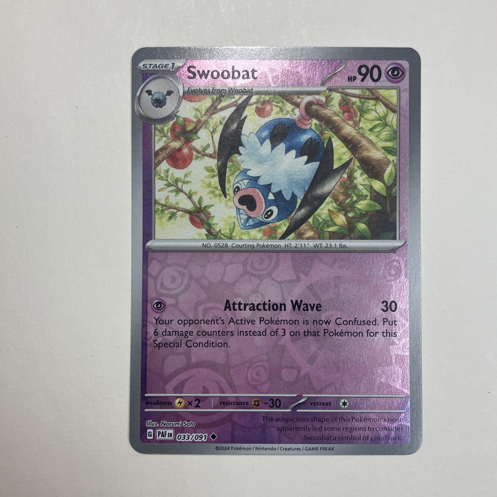 SWOOBAT - 033/091 - Reverse Holo - Paldean Fates - NM/M