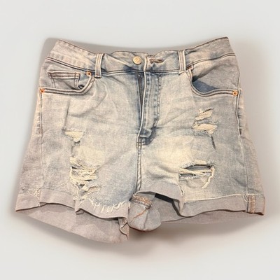 Refuge High Rise Denim Shorts Cuffed Hem Medium Wash Blue Womens 9