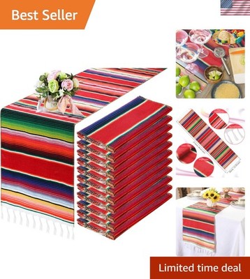 Traditional Striped Mexican Table Runners - 14 x 84 Inch, Perfect for Any Fiesta