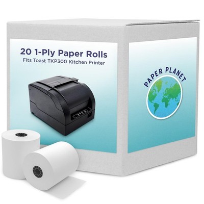 1-Ply White Bond Paper for Toast Kitchen Printer by Paper Planet | 20 Rolls |...