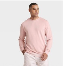 Men  s French Terry Crewneck Sweatshirt Goodfellow  Co  Ash Pink  S  NWT