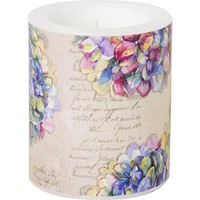 Ihr Pricey Windlicht Lampionkerze Kerze Wachs Ø 9 X 10Cm Hortensien Blumen Beige
