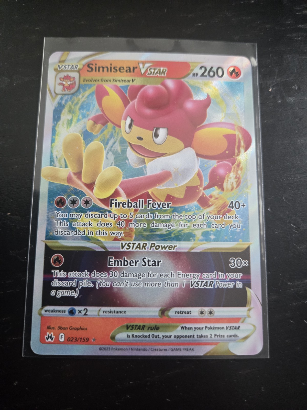 2023 Pokemon Simisear VSTAR Ultra Rare Holo #23/159 Crown Zenith