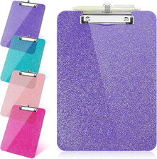 SFLHHDM 1 Pcs Clear Glitter Clipboards, Plastic Clipboard with Pen Holder,Size 8