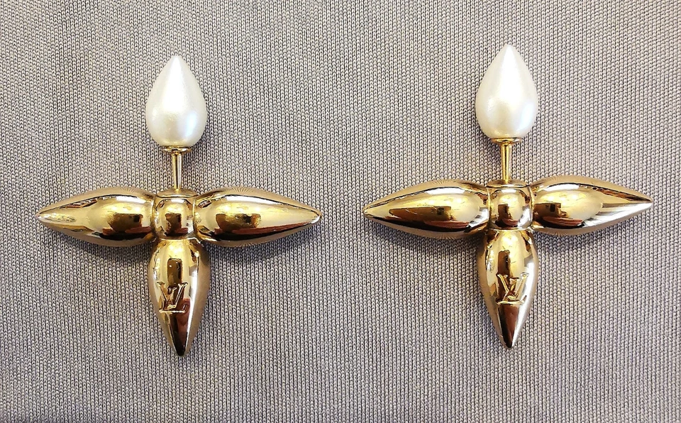 Ohrringe Ohrstecker Louis Vuitton Luisette Perlen-Tropfen selten - Bild 3 von 4