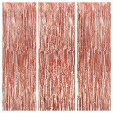 KatchOn, Rose Gold Fringe Curtain - XtraLarge 8x3.2 Feet, Pack of 3 | Rose Go...