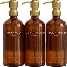 Luxury Shampoo and Conditioner Dispenser Set by Brighter Barns - Empty Shampoo B