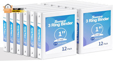 3 Ring Binders 1 Inch 12 Pack, Clear View Binders Bulk Three Ring Pvc-Fre
