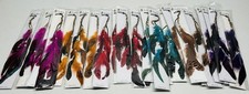 Feather Hair Clip Barrette Multi Color 14 Inches Long Leather Braid Metal Beads