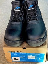 ProMan Padded Comfortable Leather Safety Work Boots, Size 6 UK, Metal Toe Cap