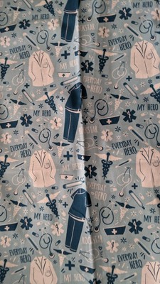 DAVID TEXTILES COTTON FABRIC--NURSES & DOCTOR HERO--1 YARD