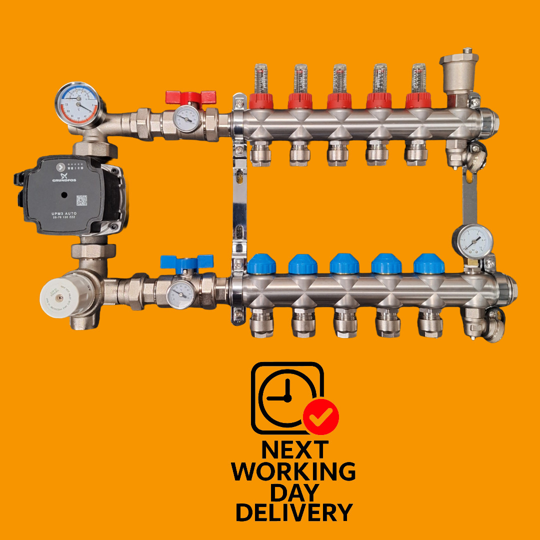 UNDERFLOOR HEATING MANIFOLD 2-12 PORTS, BLENDING VALVE PUMPS
