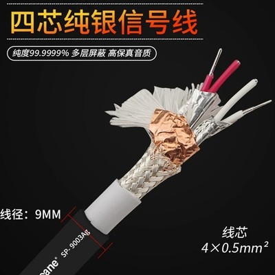 Pure Silver Speaker Cable 0.35in 0.16x0.02 in 6N Twisted Pair for HiFi Amplifier