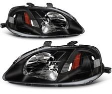 Front Pair For 1999-2000 Honda Civic Headlights Assembly Black Housing Front Pair For 1999-2000 Honda Civic Headlights Assembly Black Housing