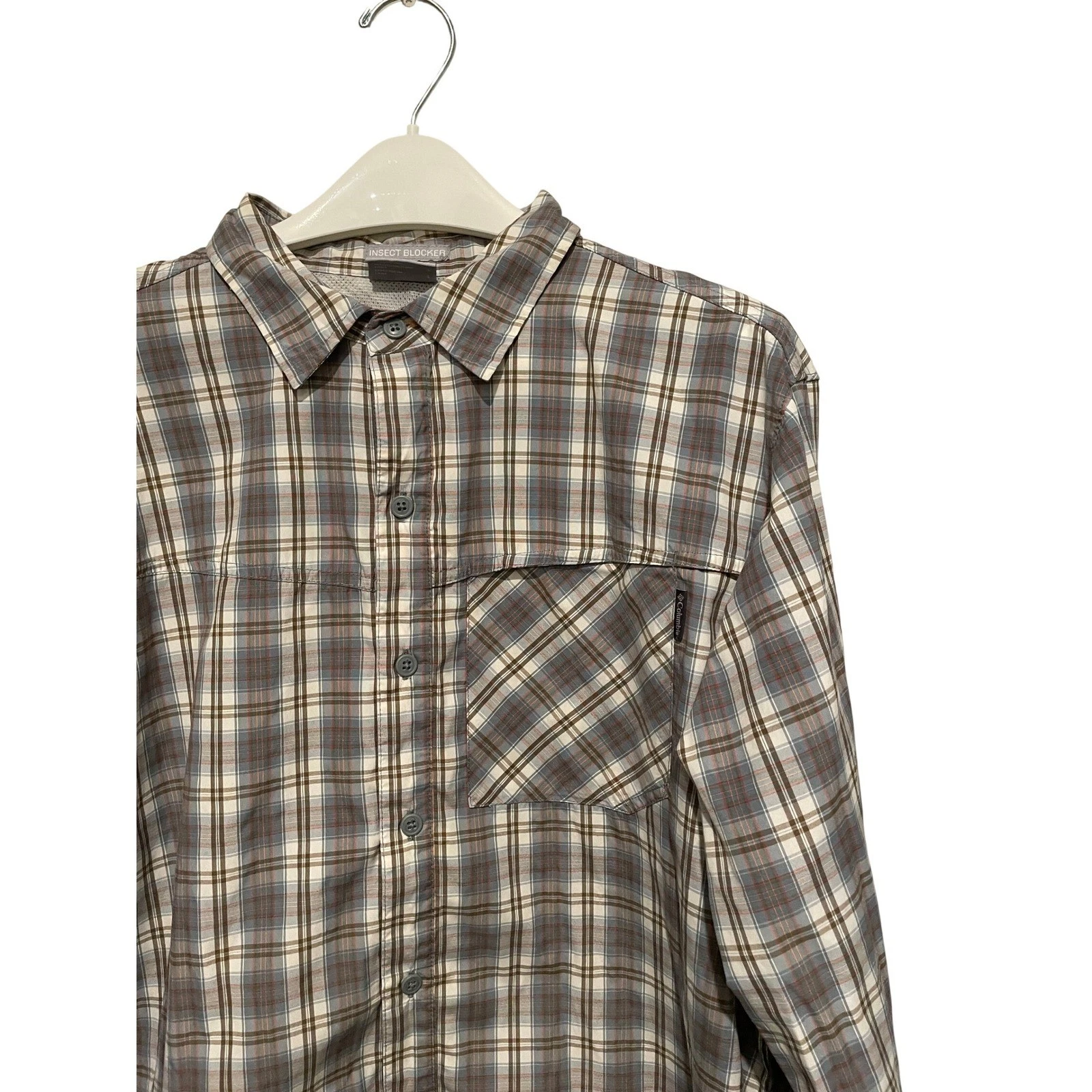 Columbia Mens Large Plaid Long Sleeve Button Down Hiking Shirt