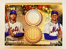 2025 Topps Holiday Dual Relics 16/99 Francisco Lindor/Juan Soto # DPR-LS Mets