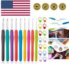 23 PCS Crochet Hooks, Ergonomic Handle Crochet Hooks Set for Arthritic Hands,...