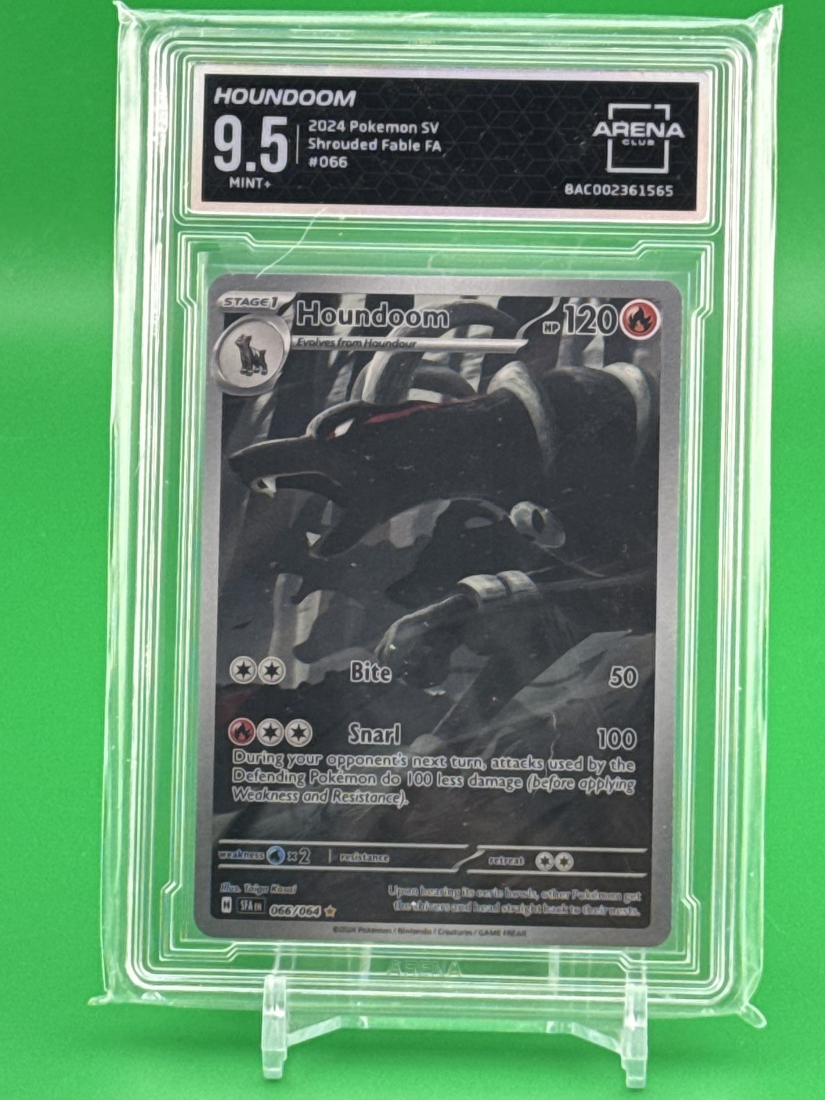 Arena Club 9.5 Pokemon Houndoom 66/64 Shrouded Fable Illustration Rare