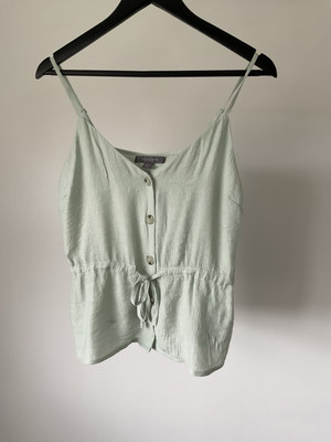 Primark Größe 10 grün verstellbare Träger Camisole Top Viskose Nylon Z399