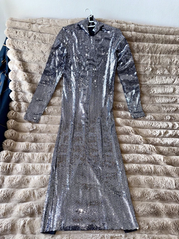 Maje robe longue argentée à sequins T38 neuve - Photo 4/4