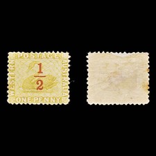 9025: Western Australia SG90 ½d Olive yellow 1884 Sc#55 MiA28A Mint MH C£17