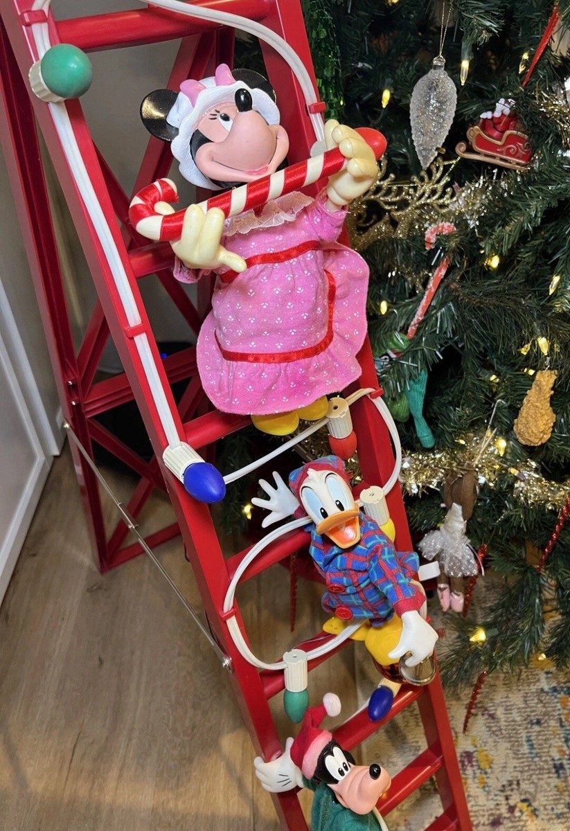 ディズニー ミッキー tree trimmer Vtg Mr Christmas Mickey's Tree Trimmers Animated 4Ft Ladder - See