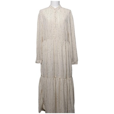 Ichi, Maxikleid, Größe: 38, Beige/Schwarz, Polyester, Streifen, Damen #bH4