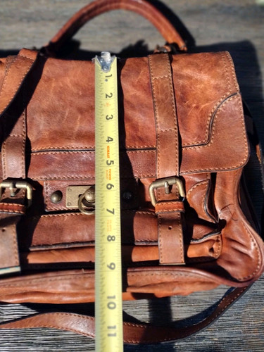FRYE Cameron Satchel Distressed Cognac Leather Messenger Crossbody Bag - Picture 11 of 20