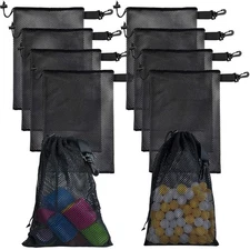 10 PCS With Clips Mesh Drawstring Bags, Portable Nylon Storage Bags for toy,S...