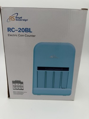 Electric Coin Counter Separator Royal Sovereign RC-20BL Sky Blue Retro New