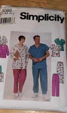 Simplicity Pattern 8088 Unisex Medical Scrubs, Jacket, Top Pants size XS-S-M