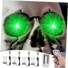 4 Pack Halloween Decoration LED Glowing Light Up Skulls Eyes, Horror DIY Green