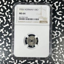 1926 Norway 10 Ore NGC MS64 Lot#G1522 Choice UNC!