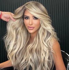 Ash Blonde Highlight Human Hair Wig Pre Plucked Lace Front Wigs
