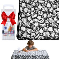 GDGJWL DIY Color Your Own Blanket with 24 Washable Markers, Medium, black