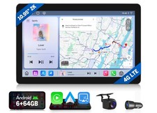 10.95" 2K QLED 6 64 Android Auto Single DIN Car Stereo Apple CarPlay GPS Navi BT