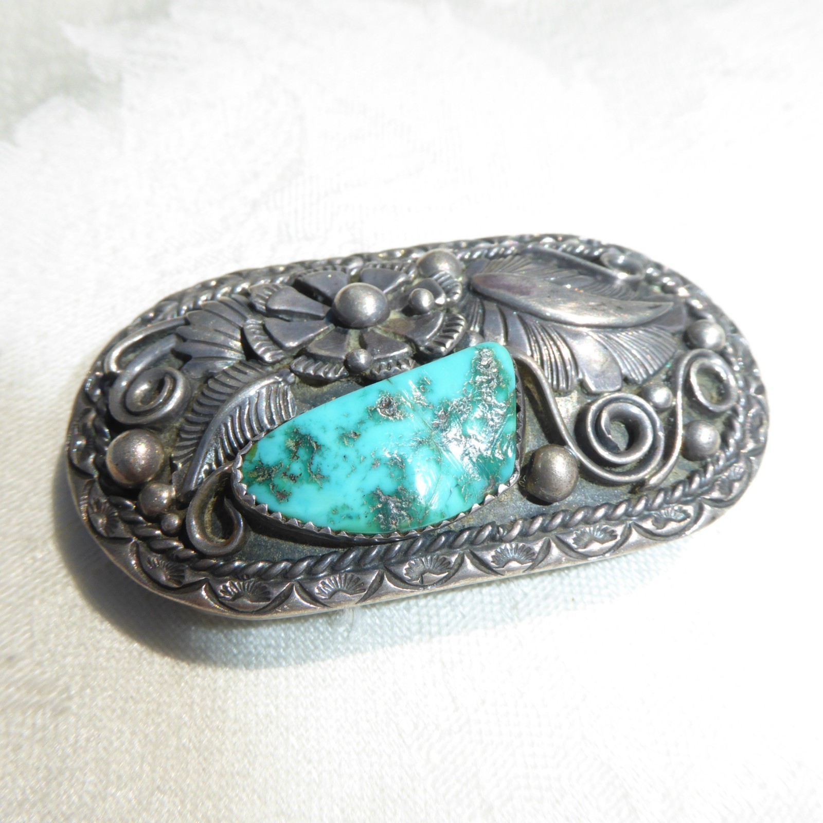 Native American Sterling Silver Turquoise Navajo Signed 