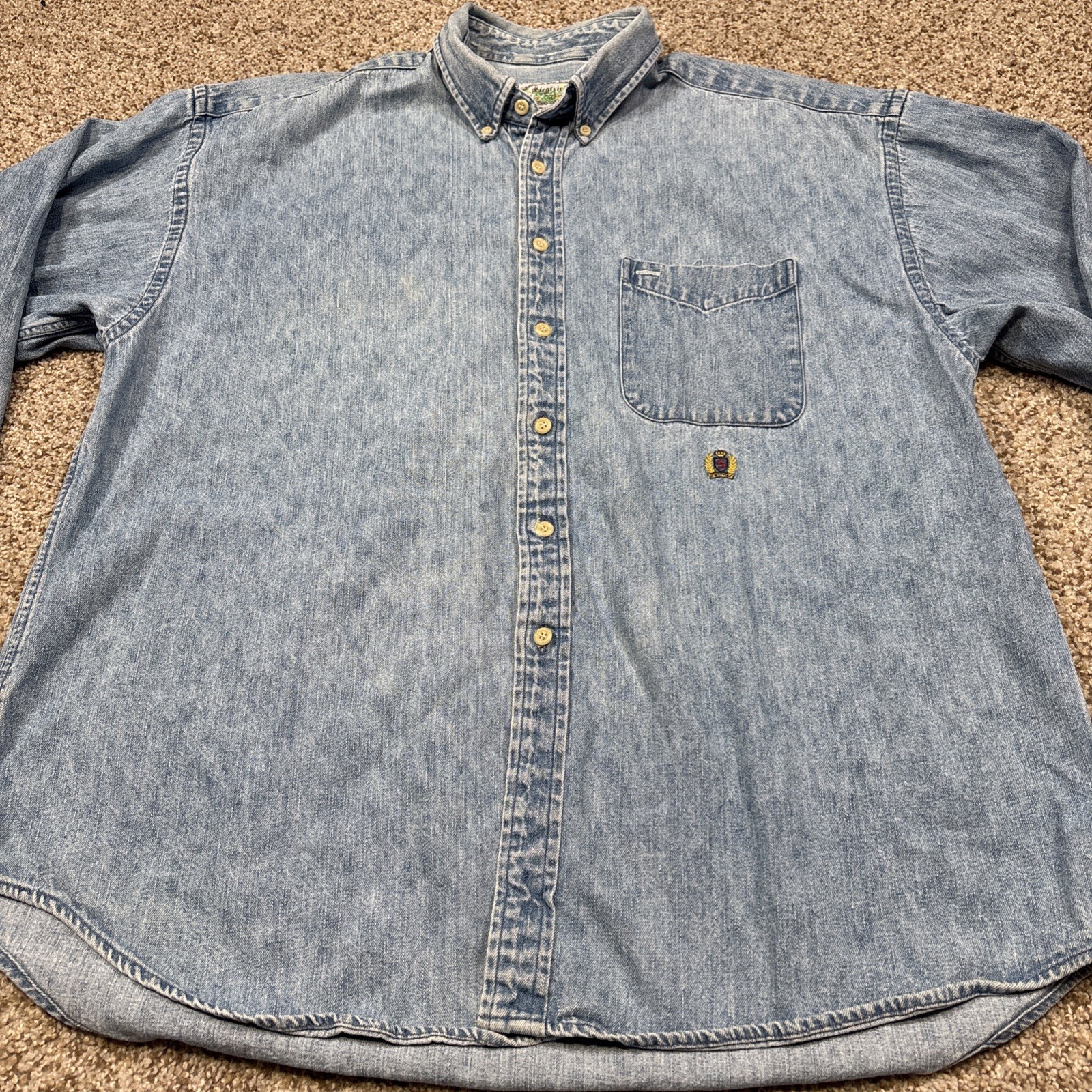 Siegfried Denim Jean Shirt Button Up Long Sleeve Size XLarge Mens - View 2