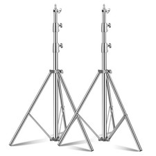 2 Packs Stainless Steel Light Stand 110" /2.8m, Spring Cushioned Heavy Duty T...