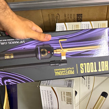Hot Tools 24K Gold 3/8" Marcel Curling Iron/Wand, 430 F Auto Shut-Off 1106