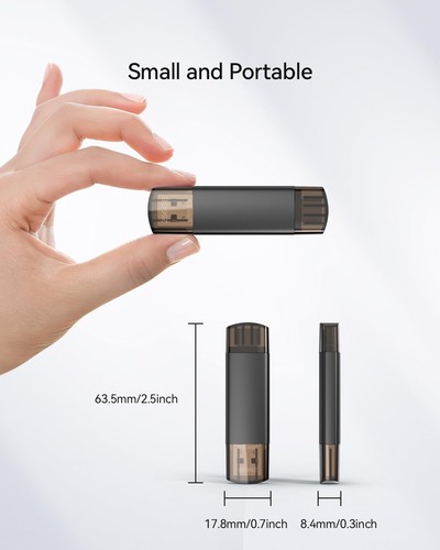 256GB Dual USB-C & USB-A 3.0 Flash Drive for Phones & Computers, Black - 第 5/7 張圖片