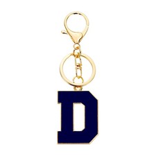 Initial Letter Keychain, Alphabet Letter A-Z Keyring, Blue D