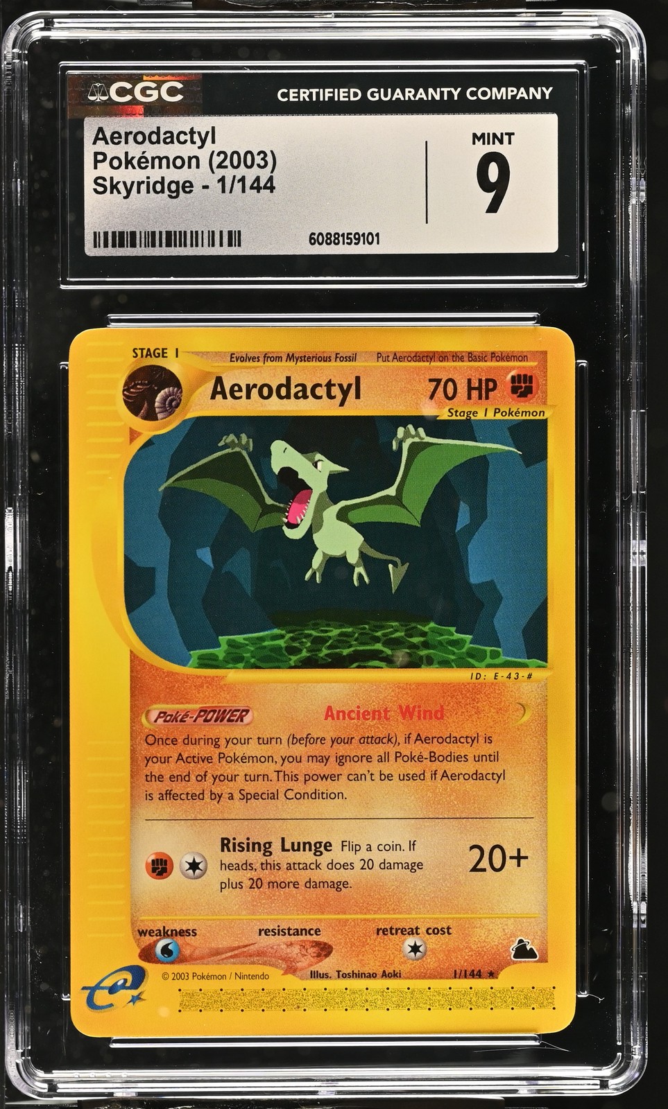 CGC 9 MINT Aerodactyl 2003 Skyridge 1/144 Pokemon Card