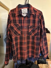 Samurai red/Orange Indigo Dyed Flannel (Japanese L)