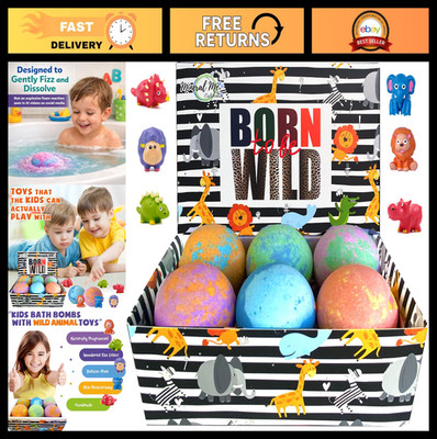 Organic Bath Bombs for Kids - Surprise Toys Inside, All-Natural Fizzies, Rainbow
